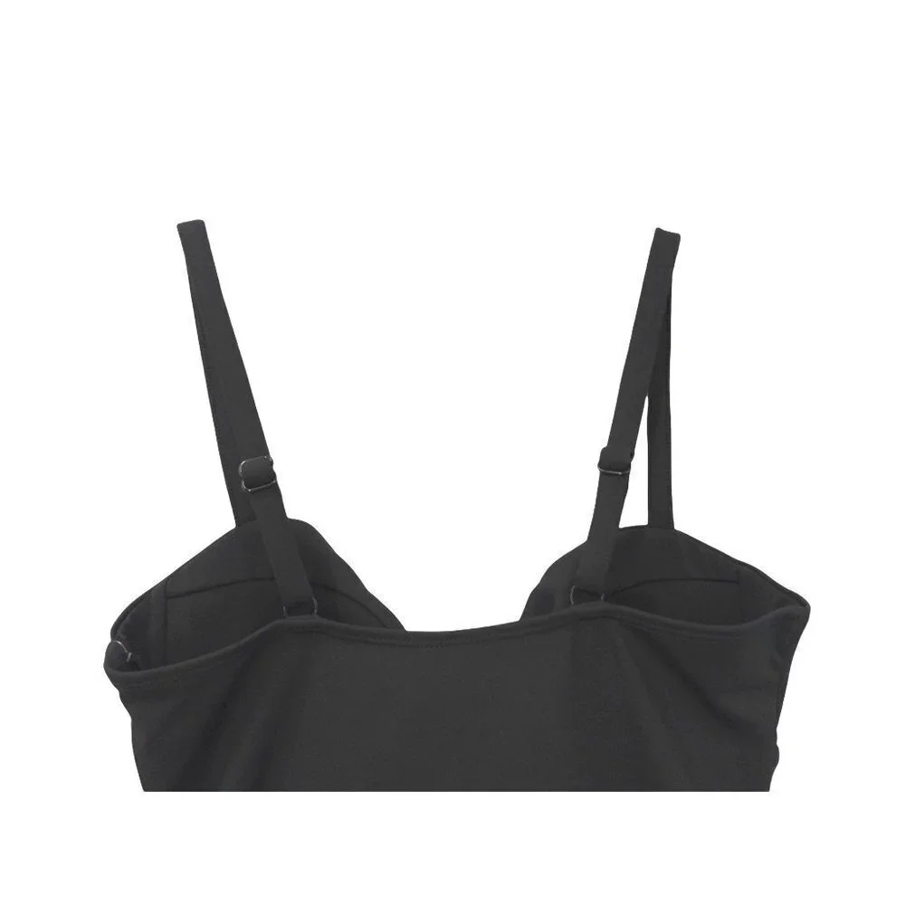 Crescent Drive Cut Out One Piece Swimsuit M‎ Black New